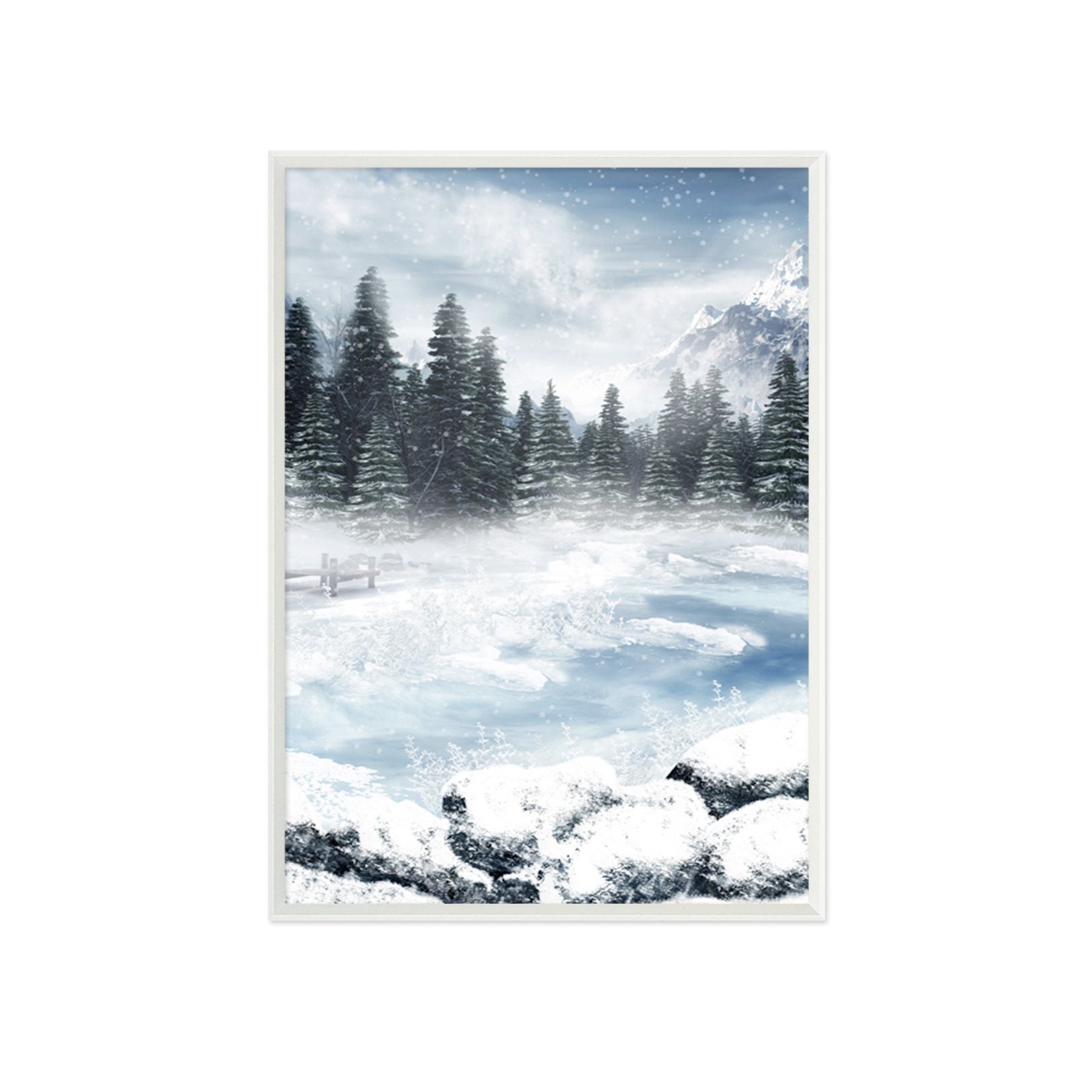 3D Ice Lake 015 Fake Framed Print Painting Wallpaper AJ Creativity Home 