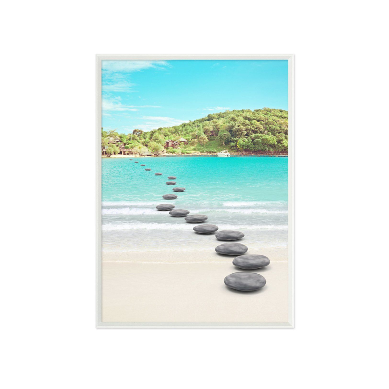 3D Small Stone Road 005 Fake Framed Print Painting Wallpaper AJ Creativity Home 