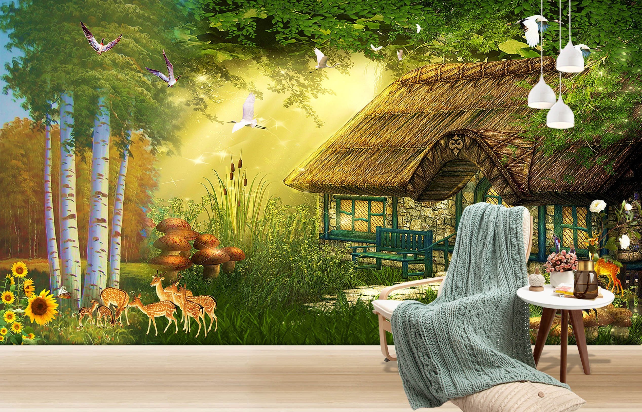 3D House Mushroom Deer 114 Wallpaper AJ Wallpaper 